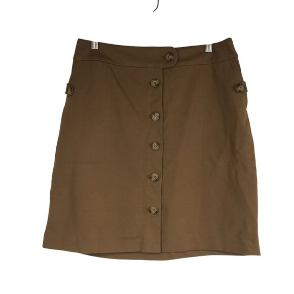 J. JILL -WOMEN'S SMALL PETITE - ACORN TAN BUTTON UP SKIRT - Picture 1 of 10
